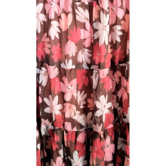Fashion Bug Floral Tiered Elastic Waist Chiffon Skirt Plus Size 18/20W - Picture 3 of 7